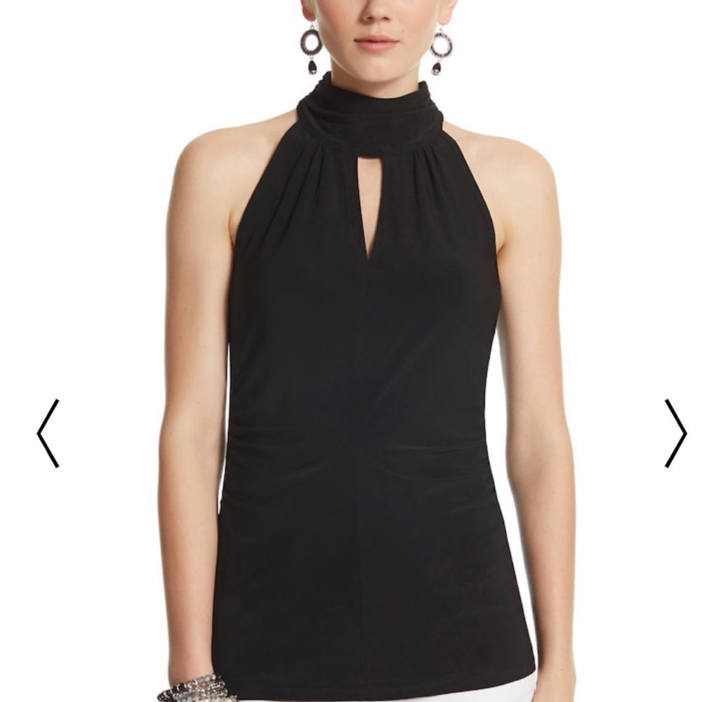 WHBM High Neck keyhole black halter top